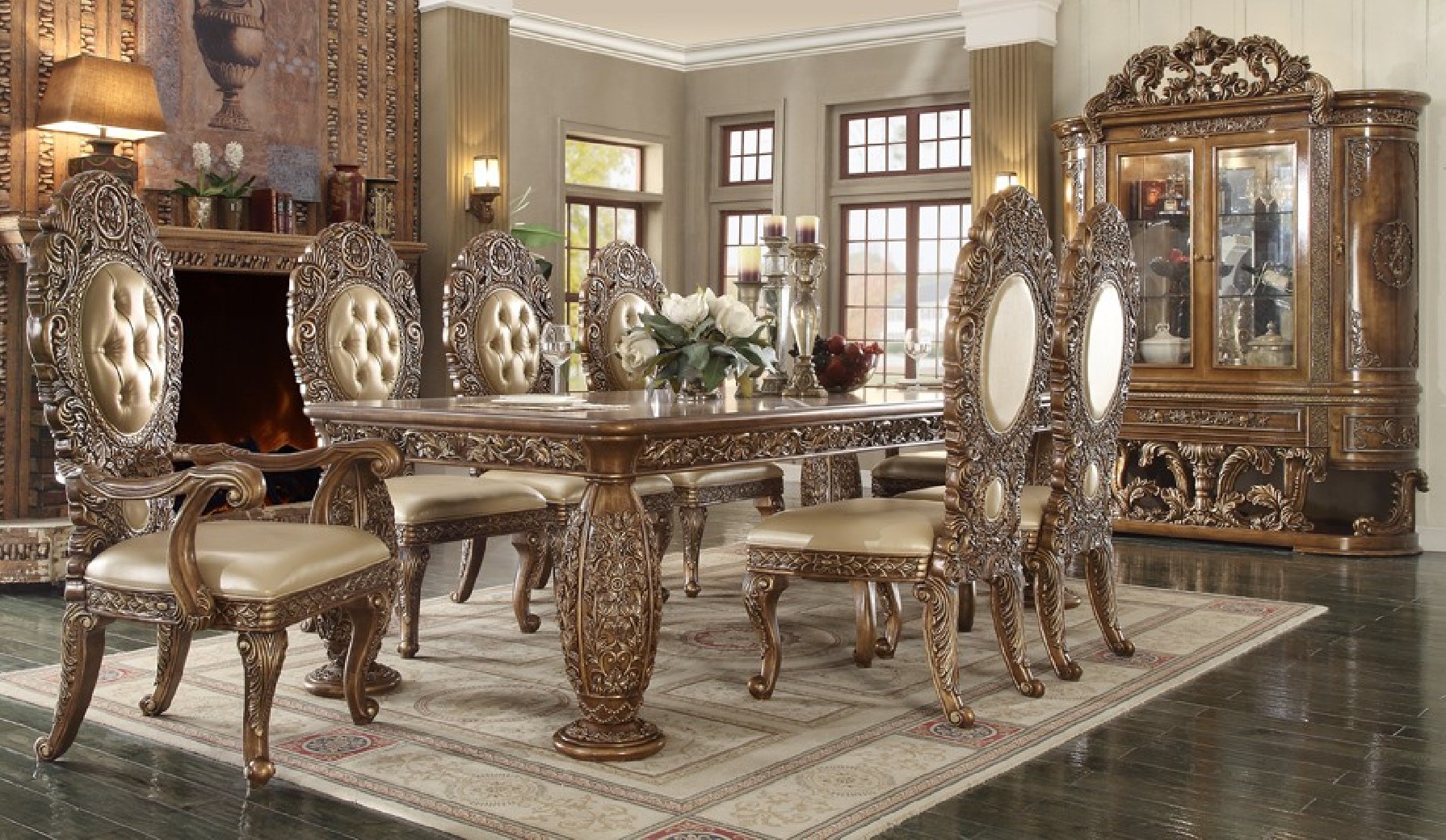 HD 8018  Dark Brown Dining Set Homey Design Victorian, European & Classic design