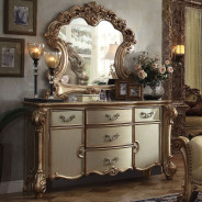 23000Q Gold Patina Finish Bedroom Collection By Acme Furniture