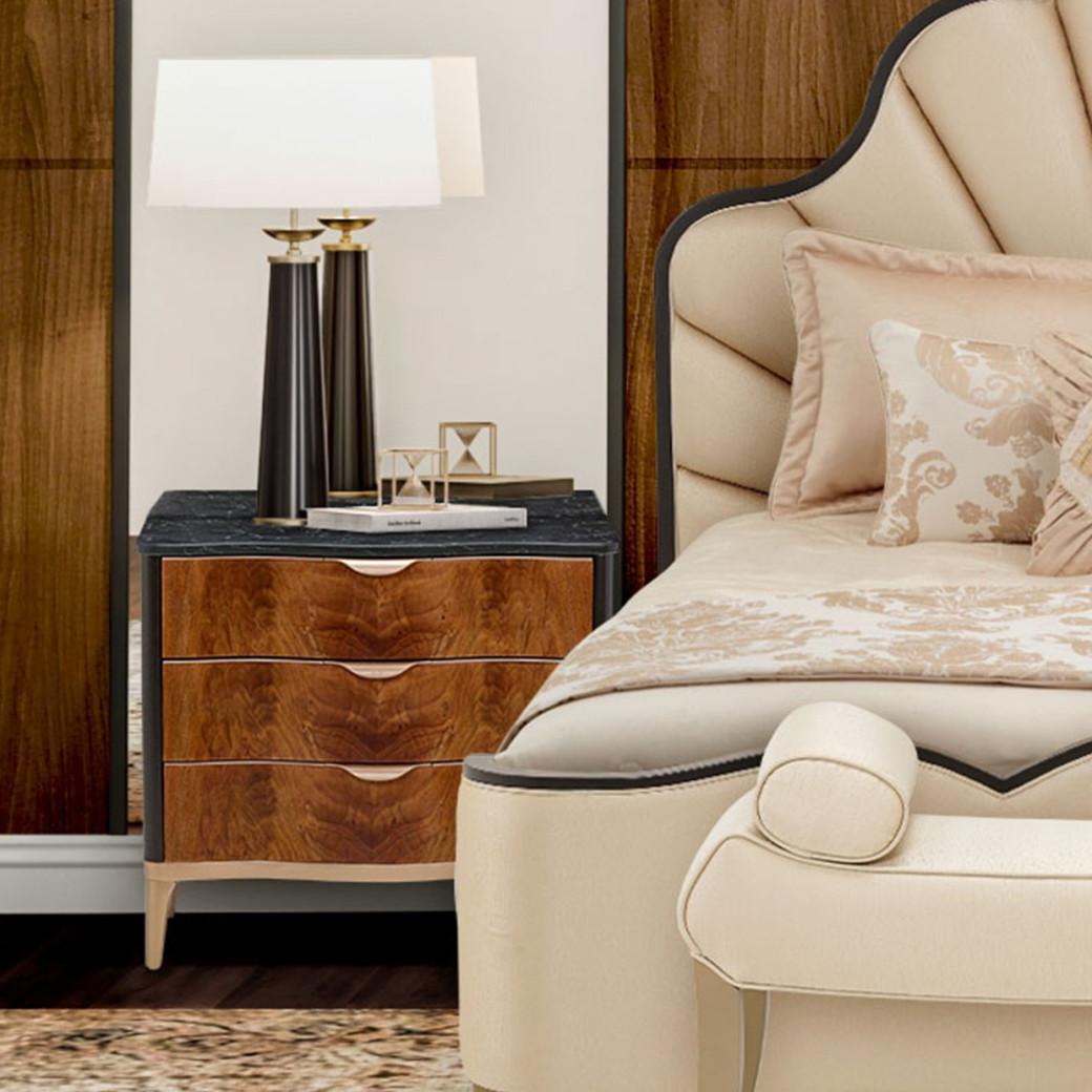 Malibu Crest Crotch Mahogany Collection Scalloped Panel Bed by Michael Amini.9007000CQN3-412