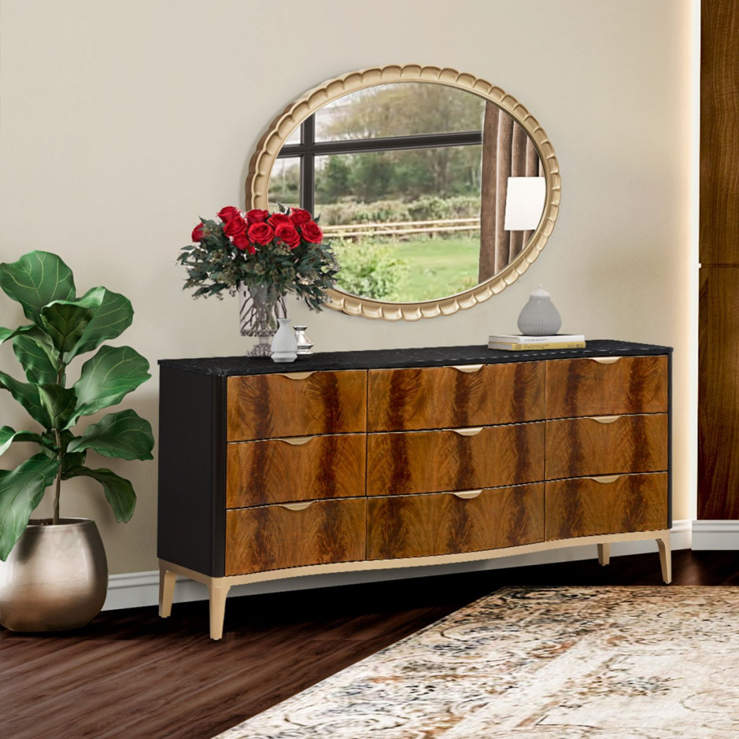 Malibu Crest Crotch Mahogany Collection Scalloped Panel Bed by Michael Amini.9007000CQN3-412