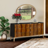 Malibu Crest Crotch Mahogany Collection Scalloped Panel Bed by Michael Amini.9007000CQN3-412