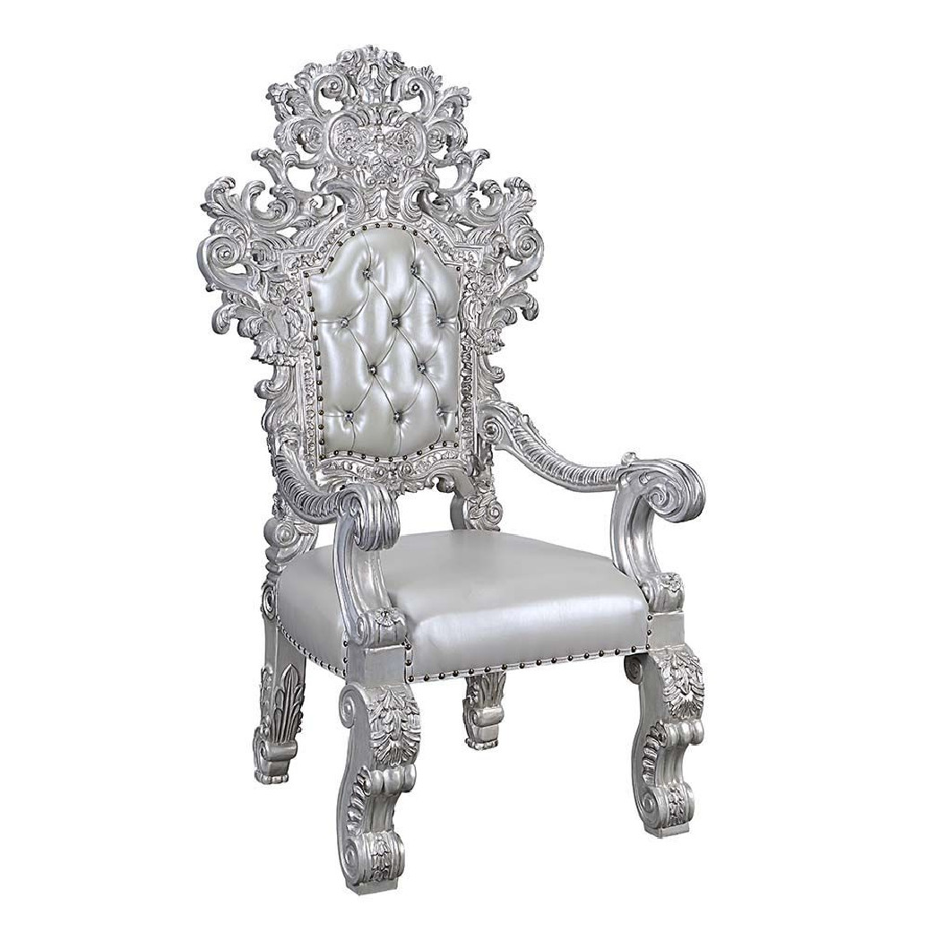 DN 00689 Lavish Classic Silver Finish Dining Set Valkyrie Collection By Acme Furniture