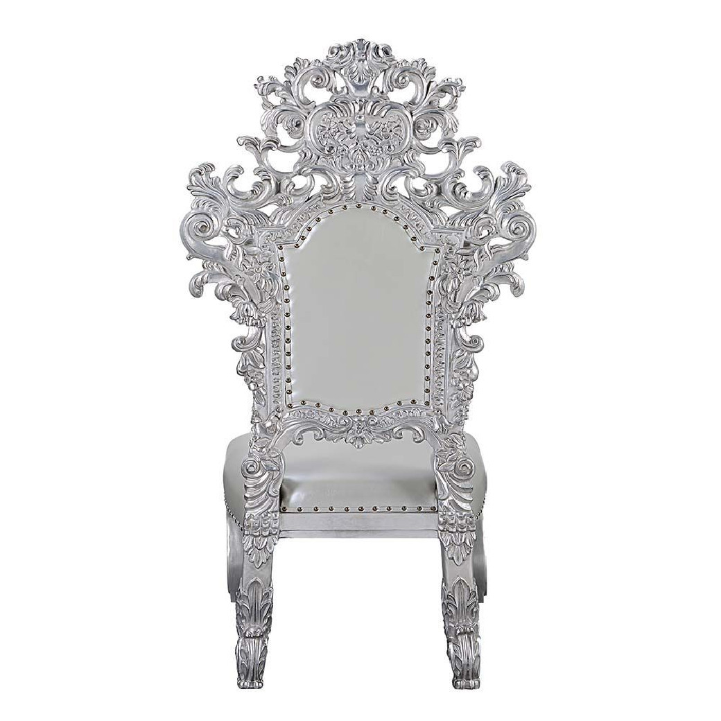 DN 00689 Lavish Classic Silver Finish Dining Set Valkyrie Collection By Acme Furniture