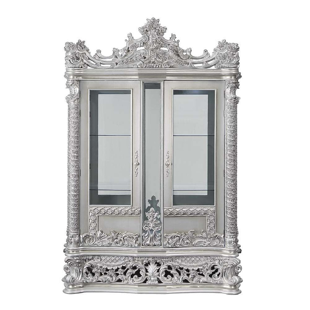 DN 00689 Lavish Classic Silver Finish Dining Set Valkyrie Collection By Acme Furniture