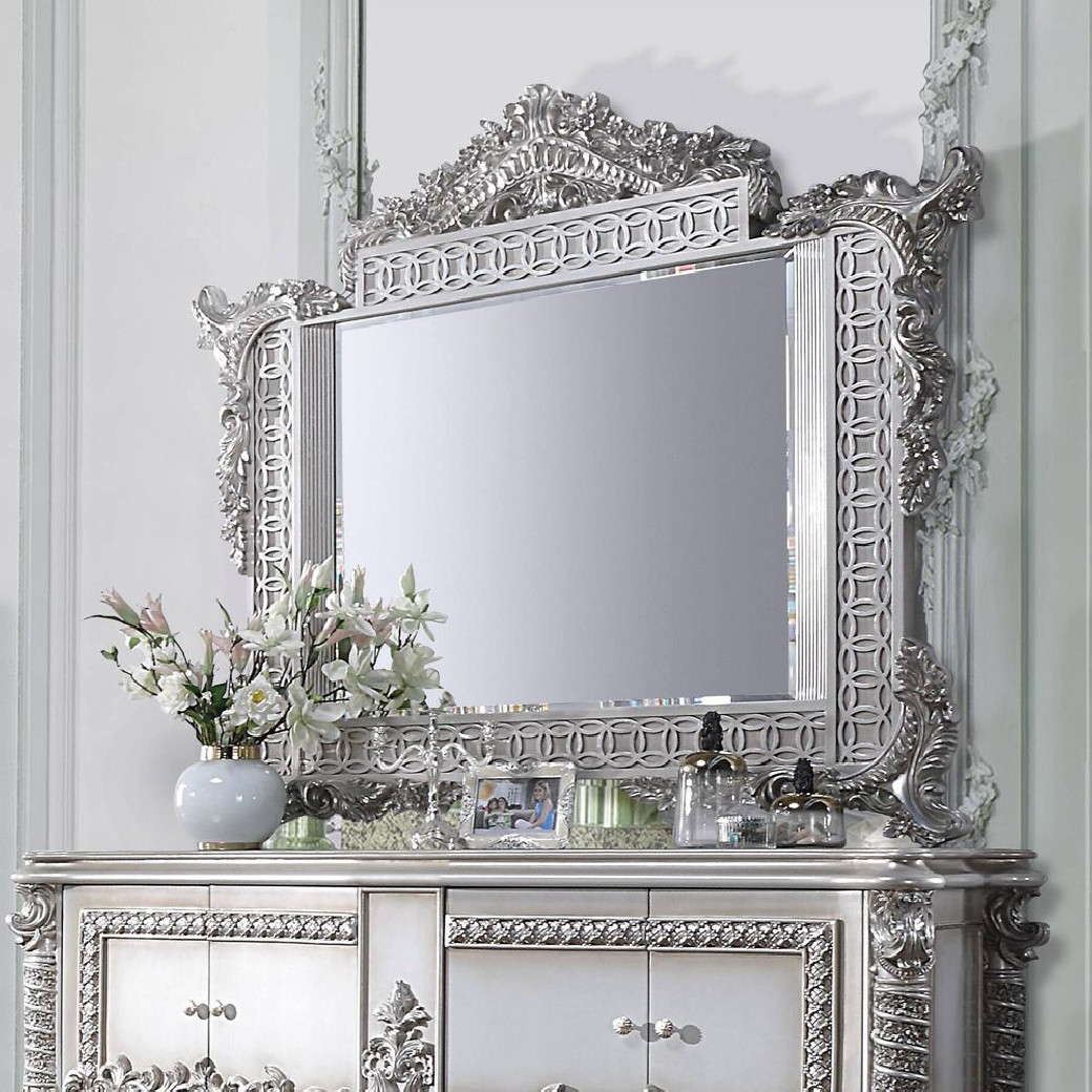 DN 00689 Lavish Classic Silver Finish Dining Set Valkyrie Collection By Acme Furniture