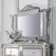 DN 00689 Lavish Classic Silver Finish Dining Set Valkyrie Collection By Acme Furniture