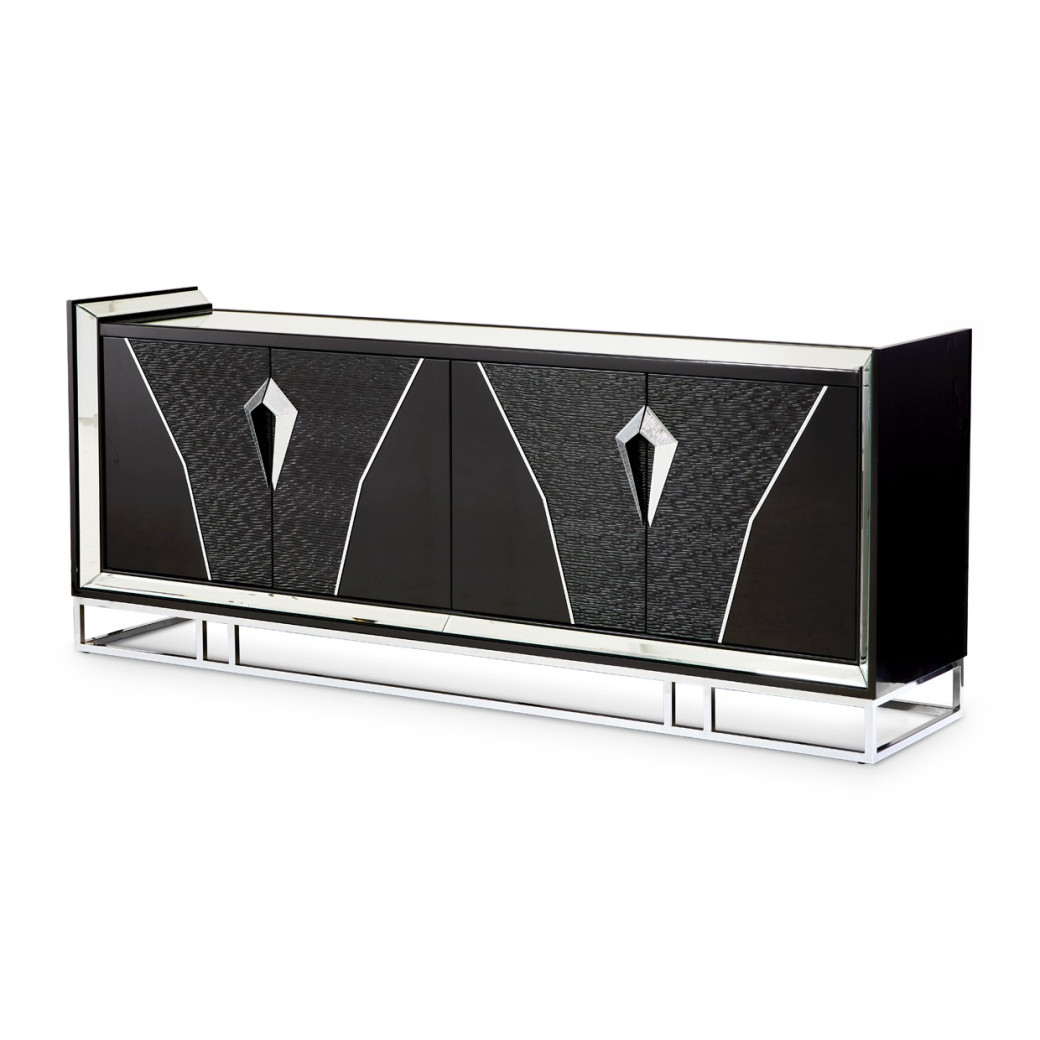 Console Table Glossy Charcoal Sand Carmela Zinc Silver Collection By Michael Amini.LFR-CRMA223-830