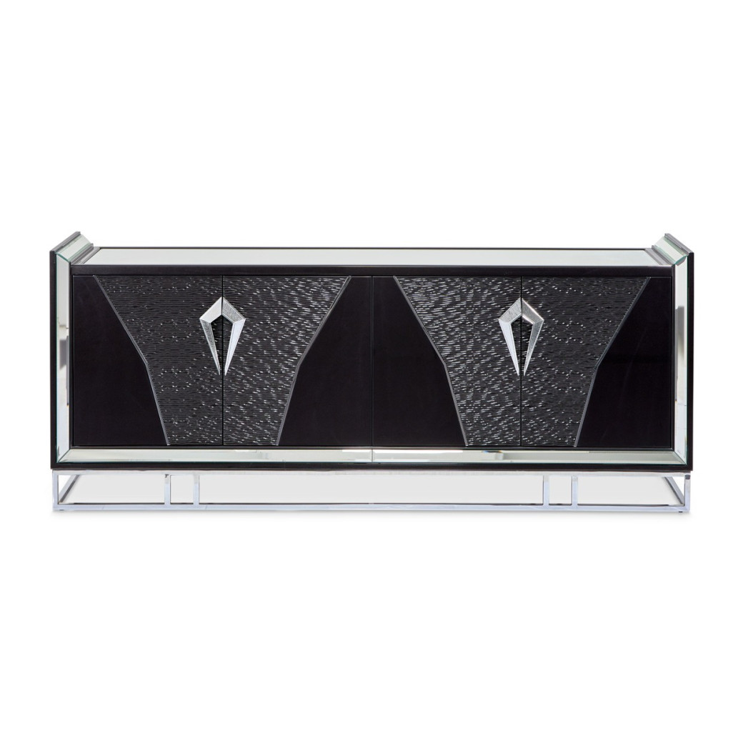 Console Table Glossy Charcoal Sand Carmela Zinc Silver Collection By Michael Amini.LFR-CRMA223-830