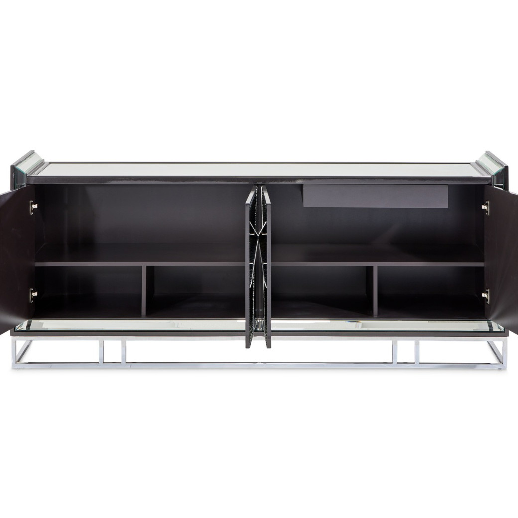 Console Table Glossy Charcoal Sand Carmela Zinc Silver Collection By Michael Amini.LFR-CRMA223-830