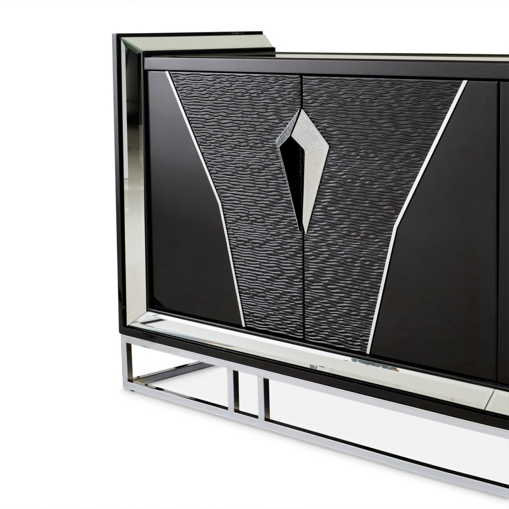 Console Table Glossy Charcoal Sand Carmela Zinc Silver Collection By Michael Amini.LFR-CRMA223-830