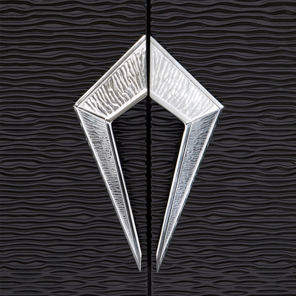 Console Table Glossy Charcoal Sand Carmela Zinc Silver Collection By Michael Amini.LFR-CRMA223-830