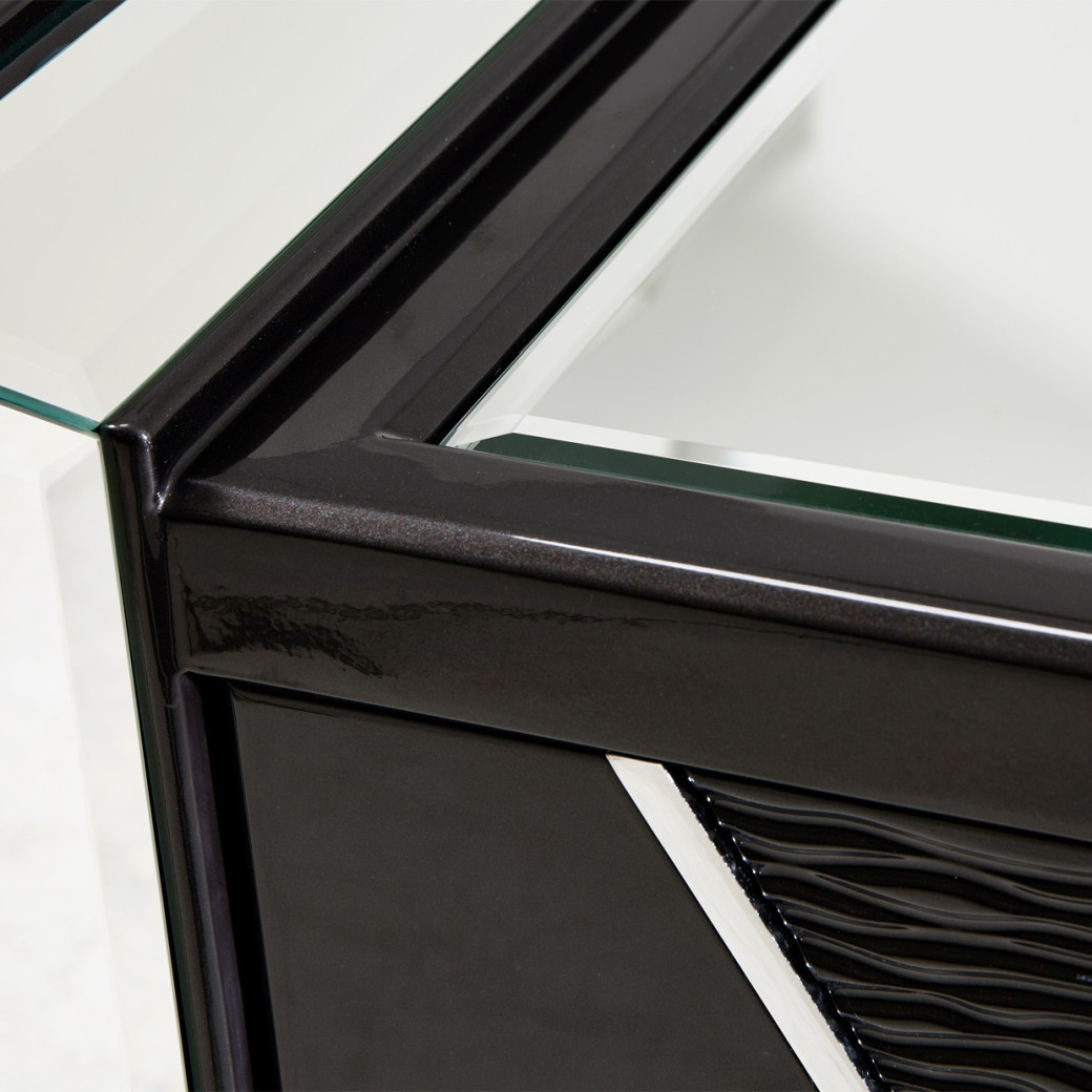 Console Table Glossy Charcoal Sand Carmela Zinc Silver Collection By Michael Amini.LFR-CRMA223-830