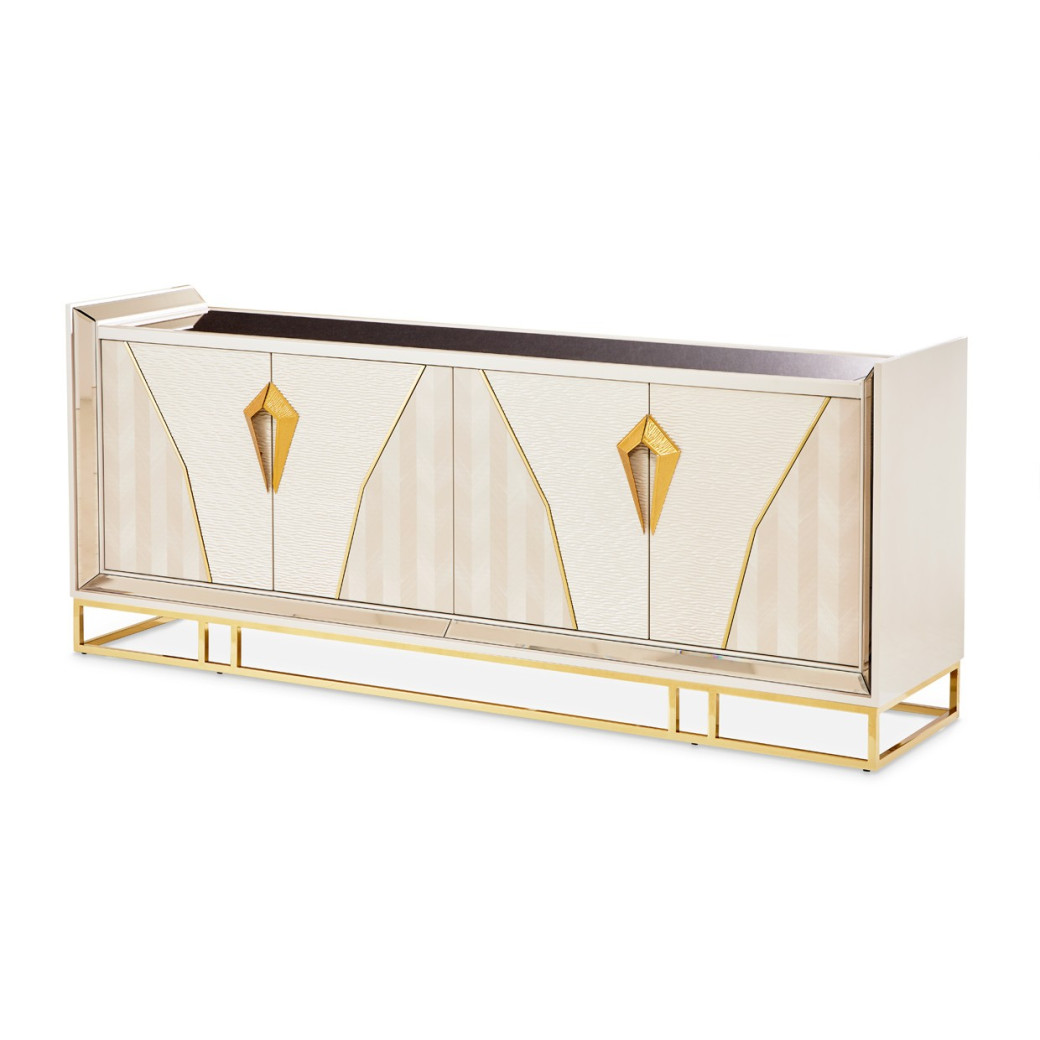 Console Table Glossy Charcoal Sand Carmela Shimmer Ivory Collection By Michael Amini.LFR-CRMA223-141