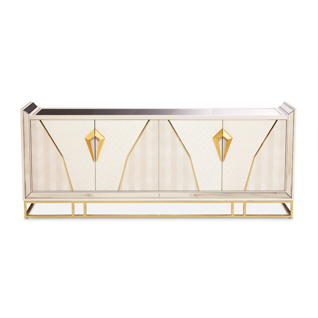 Console Table Glossy Charcoal Sand Carmela Shimmer Ivory Collection By Michael Amini.LFR-CRMA223-141