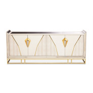 Console Table Glossy Charcoal Sand Carmela Shimmer Ivory Collection By Michael Amini.LFR-CRMA223-141