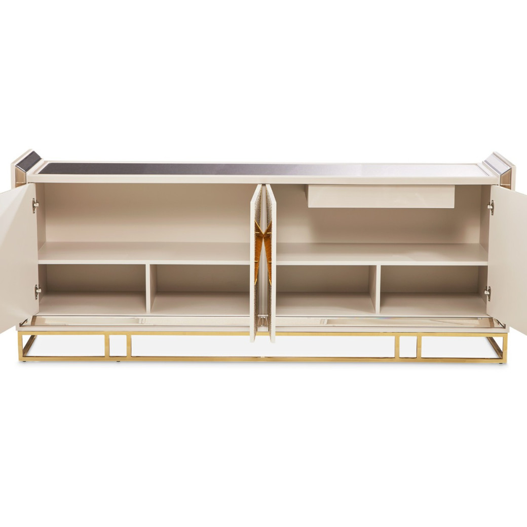 Console Table Glossy Charcoal Sand Carmela Shimmer Ivory Collection By Michael Amini.LFR-CRMA223-141