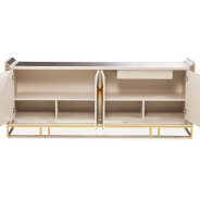 Console Table Glossy Charcoal Sand Carmela Shimmer Ivory Collection By Michael Amini.LFR-CRMA223-141