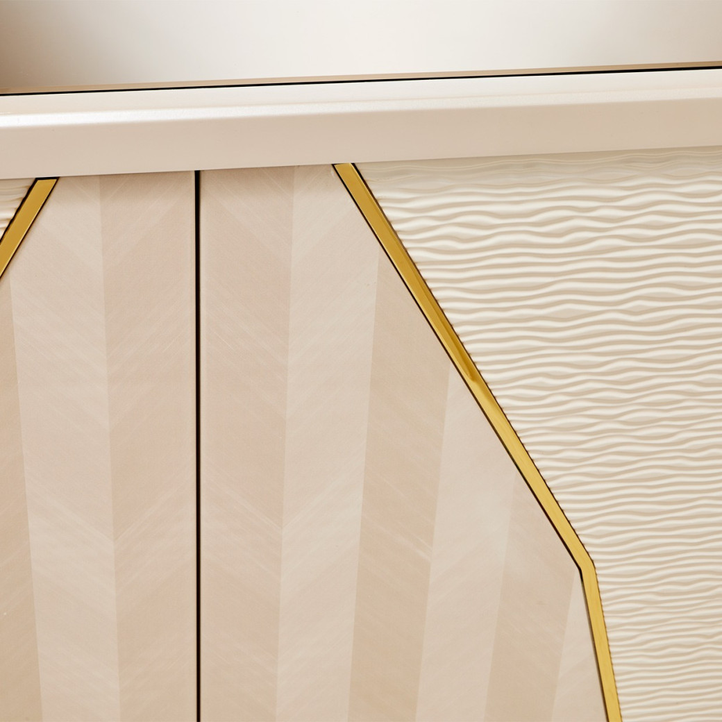 Console Table Glossy Charcoal Sand Carmela Shimmer Ivory Collection By Michael Amini.LFR-CRMA223-141
