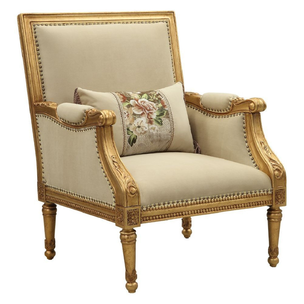 50835 Fabric/ Antique Gold Finish Living Room Daesha Upholstery by Acme Furniture Collection
