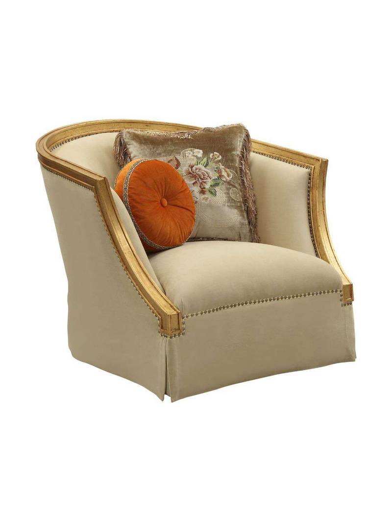 50835 Fabric/ Antique Gold Finish Living Room Daesha Upholstery by Acme Furniture Collection