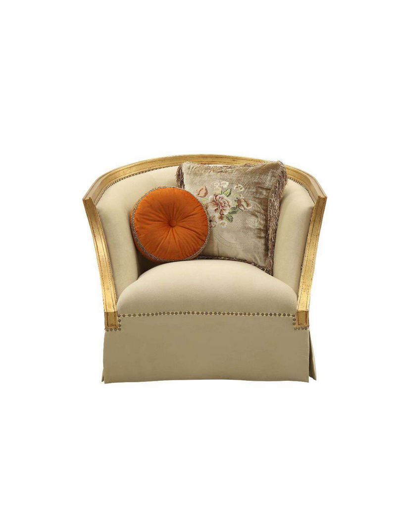 50835 Fabric/ Antique Gold Finish Living Room Daesha Upholstery by Acme Furniture Collection