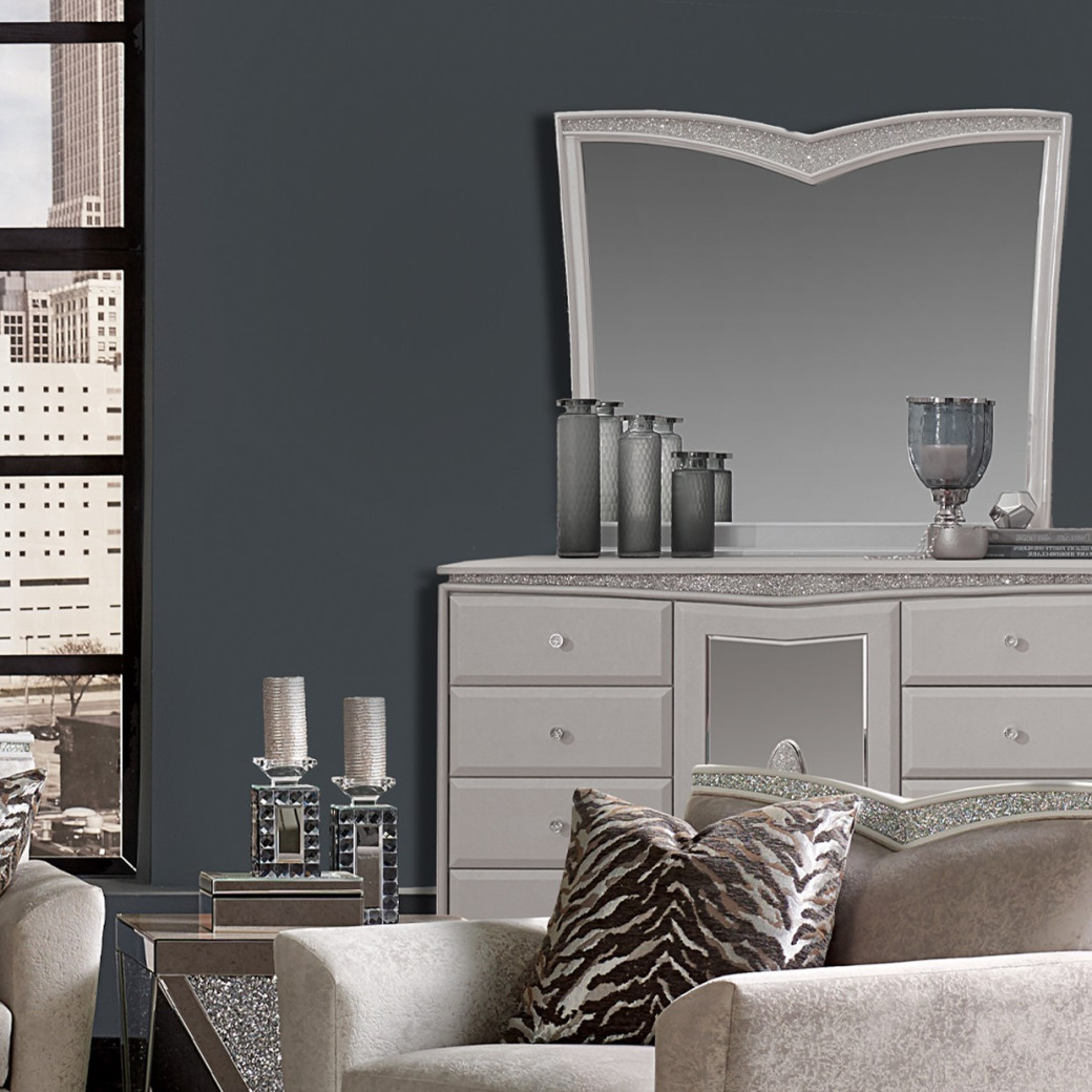 Upholstered Storage Console-Sideboard-Credenza Melrose Plaza by Michael Amini. 9019050-260-118