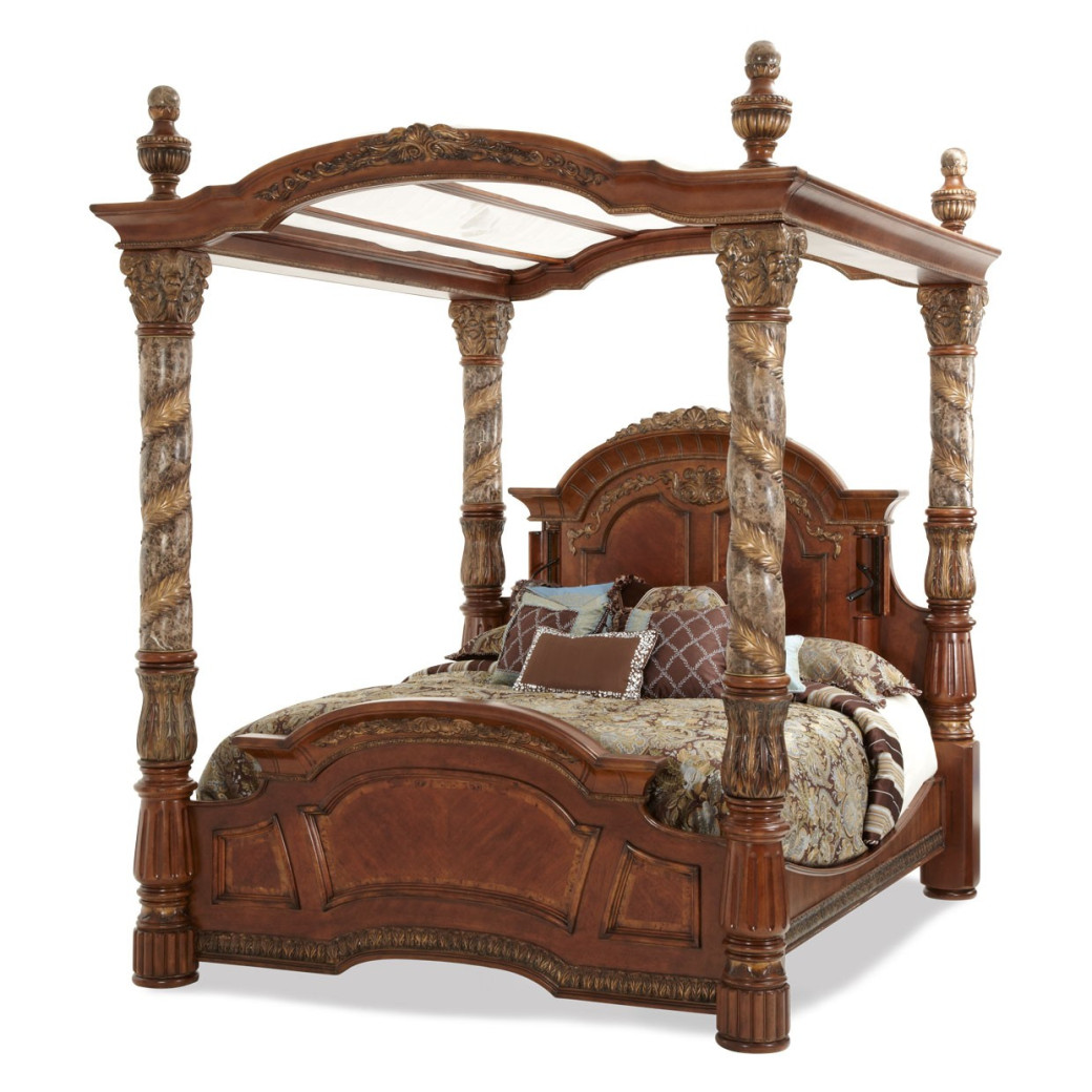 King Size Canopy Bed Villa Valencia Collection By Michael Amini 72000EKCAN-55