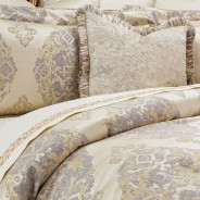 Bennett 9pc Queen Comforter Set Champagne By Michael Amini BCS-QS09-BENNET-CMP