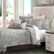 Debonair 9pc Queen Comforter Set Mist By Michael Amini BCS-QS09-DBAIR-MST