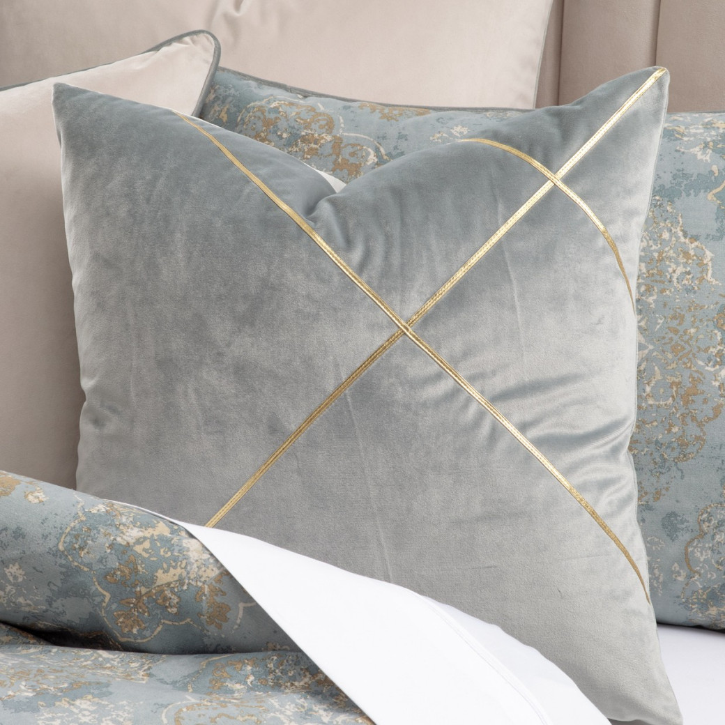 Debonair 9pc Queen Comforter Set Mist By Michael Amini BCS-QS09-DBAIR-MST