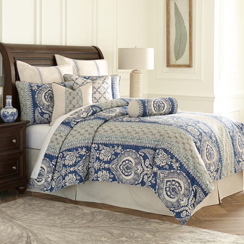 Provence 9pc Queen Duvet Set Cadet by Michael Amini BCS-QD09-PROVNC-CAD