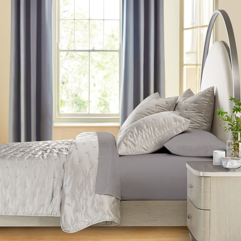 Messina 3pc Queen Quilt Set Platinum by Michael Amini  BCS-QQT3-MSINA-PLT