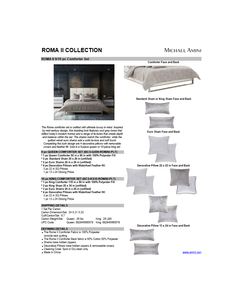 Eclipse Bedroom Set Collection By Michael Amini .Upholstered Bed W/LightsEclipse Collection By Michae l Amini