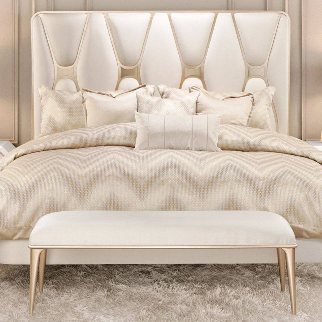 Queen Upholstered Panel Bed La Rachelle Collection By Michael Amini  9034000QN-136