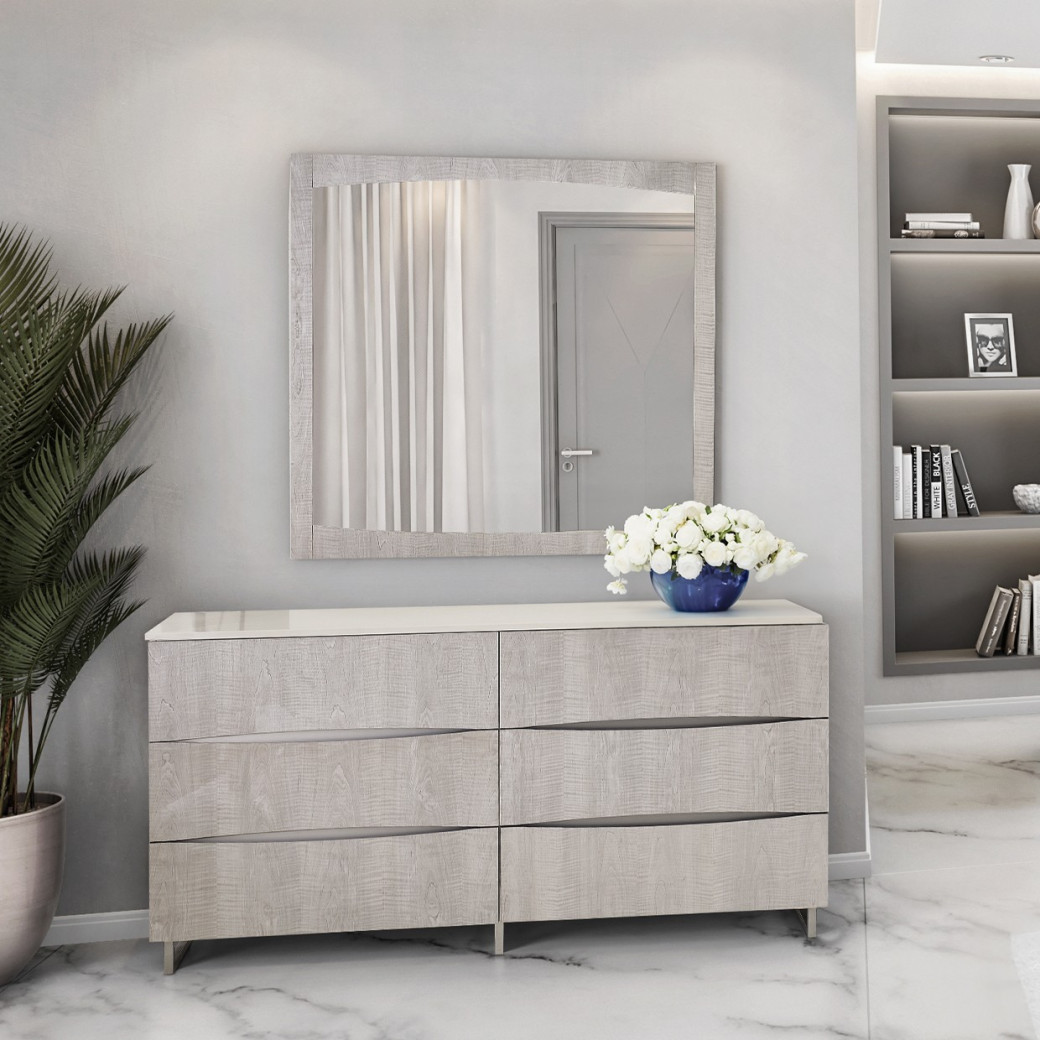Marin Bedroom Set Collection By Michael Amini. High Gloss Lacquer Greige Finish