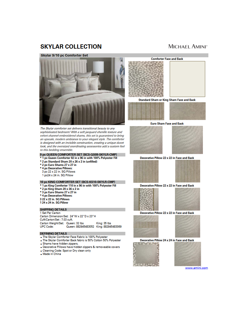 Skylar Comforter Set By Michael Amini
