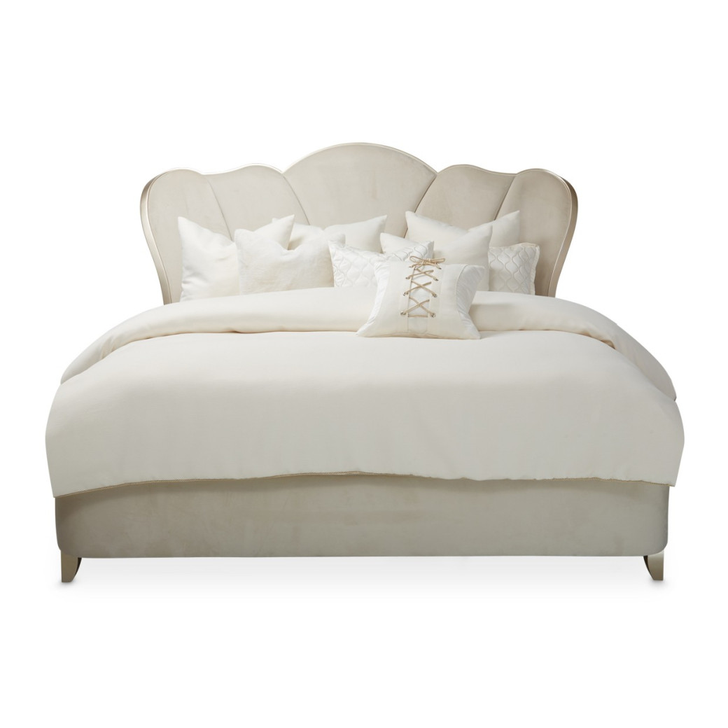 Queen Channel-Tufted Upholstered Bed Villa Cherie Caramel by Michael Amini N9008000QN-134