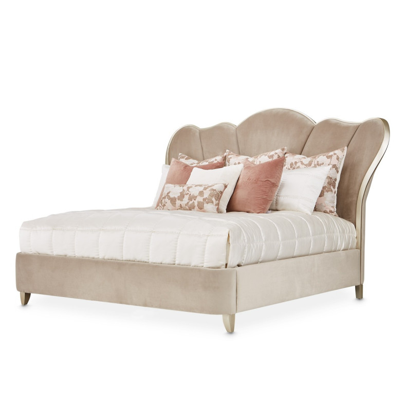 Queen Channel-Tufted Upholstered Bed Villa Cherie Hazelnut N9008000HQN-410