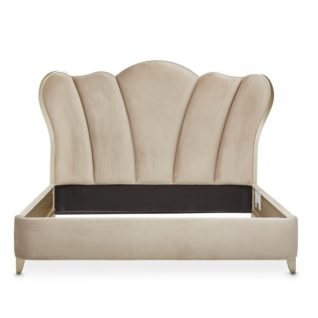 Queen Channel-Tufted Upholstered Bed Villa Cherie Hazelnut N9008000HQN-410