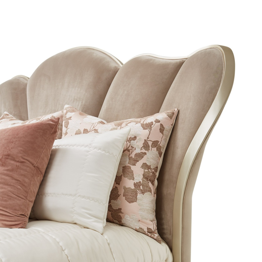 Queen Channel-Tufted Upholstered Bed Villa Cherie Hazelnut N9008000HQN-410