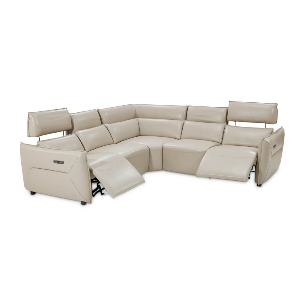 Verona 5pc Sectional Set White-Light Gray Mia Bella Collection by Michael Amini MBLP-VRNA-LGR-5PCSET