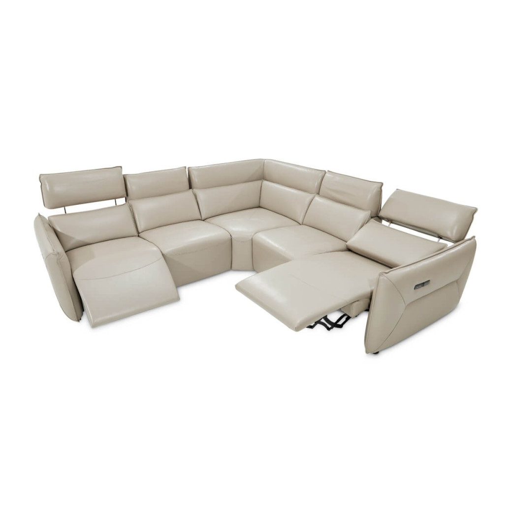 Verona 5pc Sectional Set White-Light Gray Mia Bella Collection by Michael Amini MBLP-VRNA-LGR-5PCSET