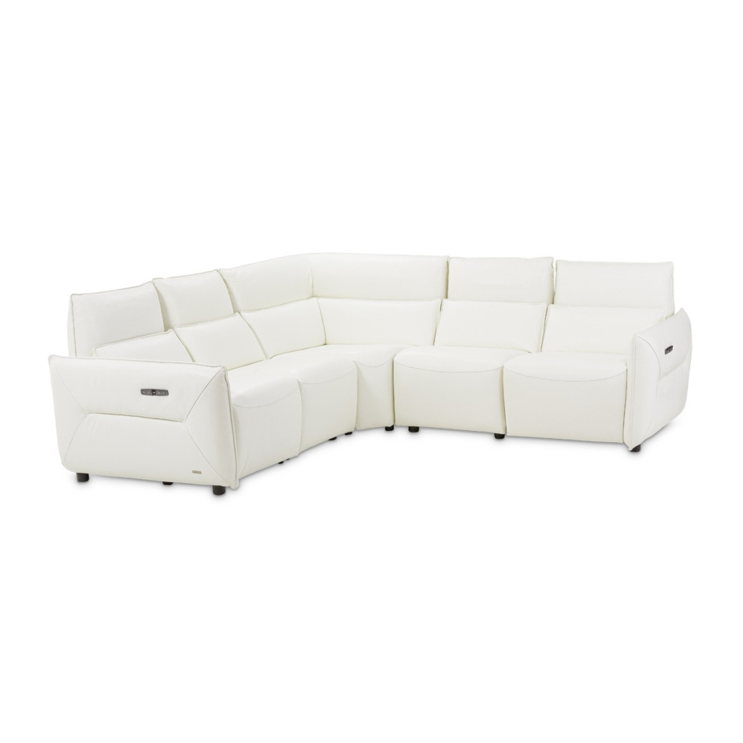 Verona 5pc Sectional Set White-Snow White Mia Bella Collection By Michael Amini MBLP-VRNA-WHT-5PCSET