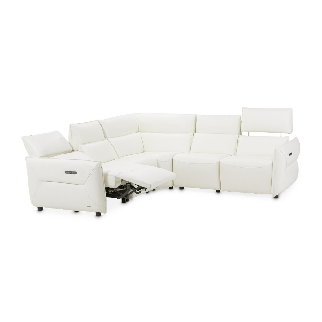 Verona 5pc Sectional Set White-Snow White Mia Bella Collection By Michael Amini MBLP-VRNA-WHT-5PCSET