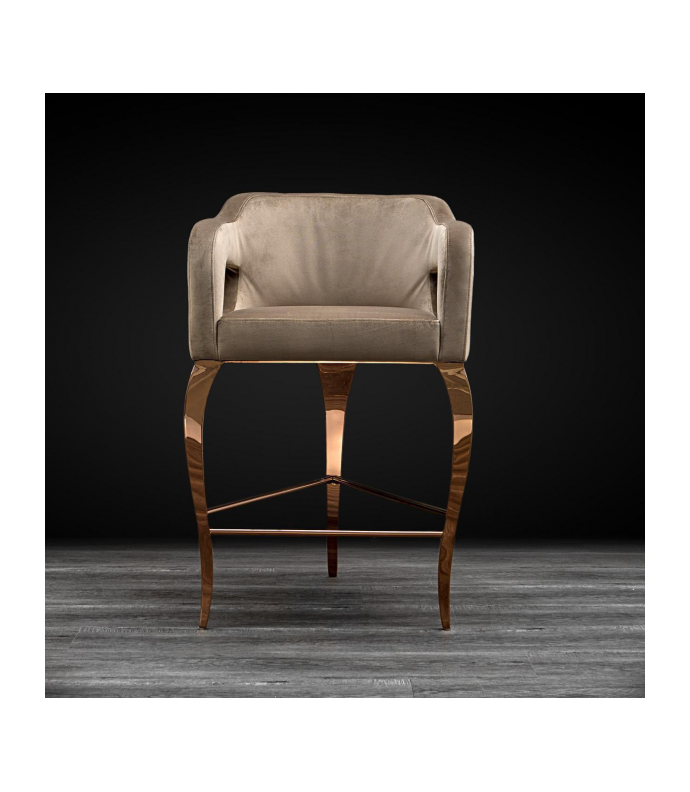 Caprice Rose Gold Counter Stool Taupe Velvet By Roberto Grassie  22-142RG-TA-CNTR