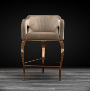 Caprice Rose Gold Counter Stool Taupe Velvet By Roberto Grassie  22-142RG-TA-CNTR