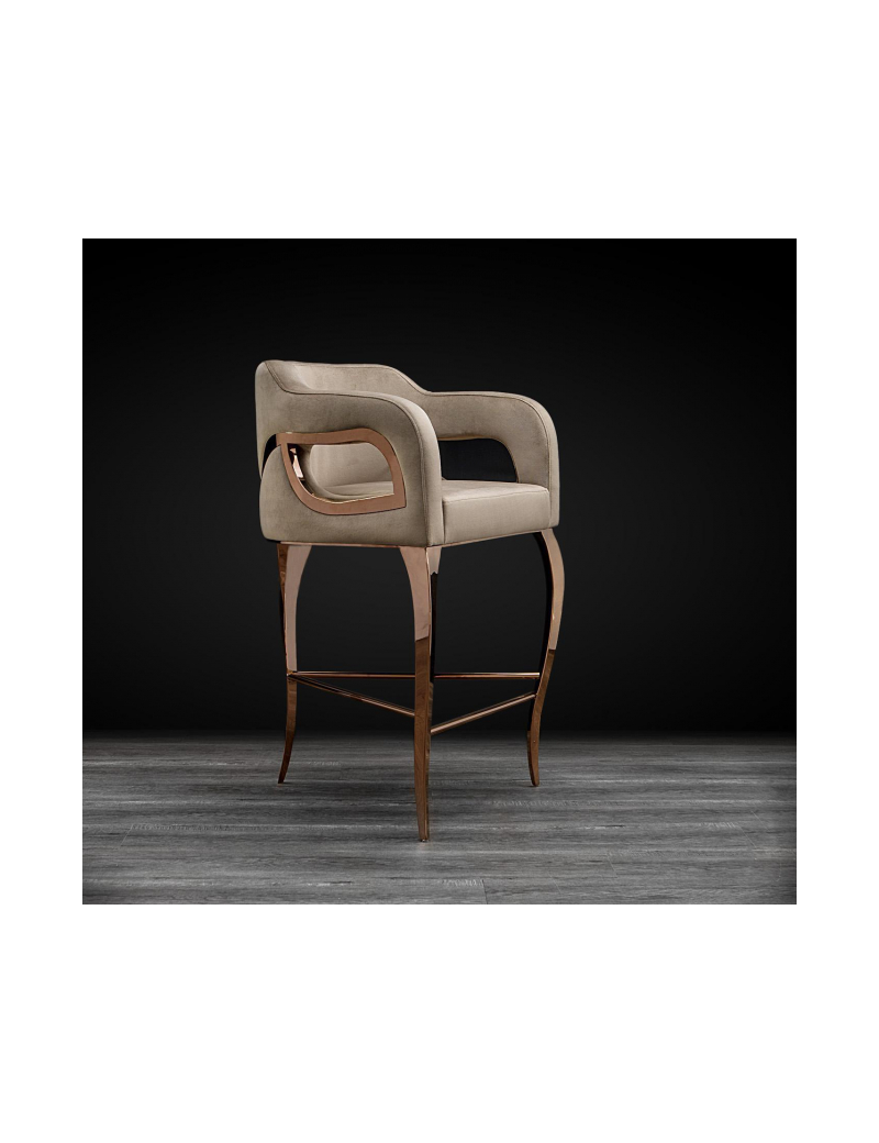 Caprice Rose Gold Counter Stool Taupe Velvet By Roberto Grassie 22142RGTACNTR
