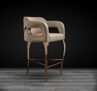 Caprice Rose Gold Counter Stool Taupe Velvet By Roberto Grassie  22-142RG-TA-CNTR