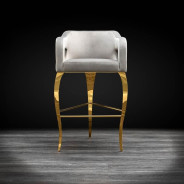 Caprice Brushed Gold Counter Stool Gray velvey by Roberto Grassie 22-142BRTG-GR-CNTR