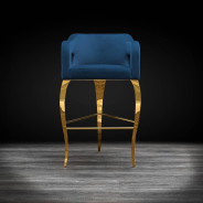 Caprice Gold Bar Stool Blue Velvet by Roberto Grassie 22-143TG-BU-BAR